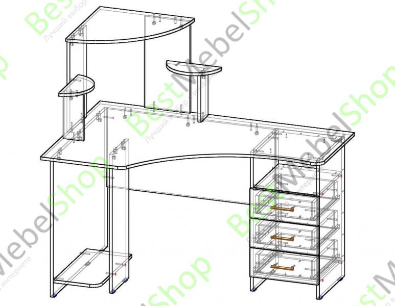 Эскиз компьютерного стола углового