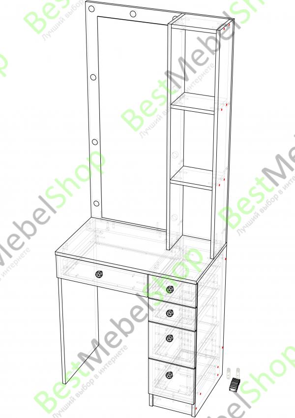 Схема сборки туалетного столика с зеркалом